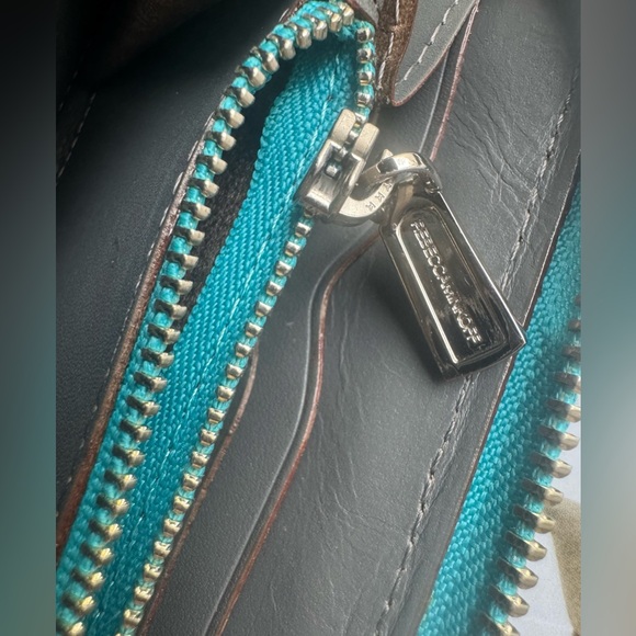 Rebecca Minkoff Teal/ Turquoise Studded Leather Wallet with full Zip Closure - Picture 9 of 16